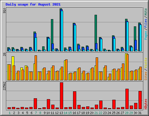 Daily usage for August 2021